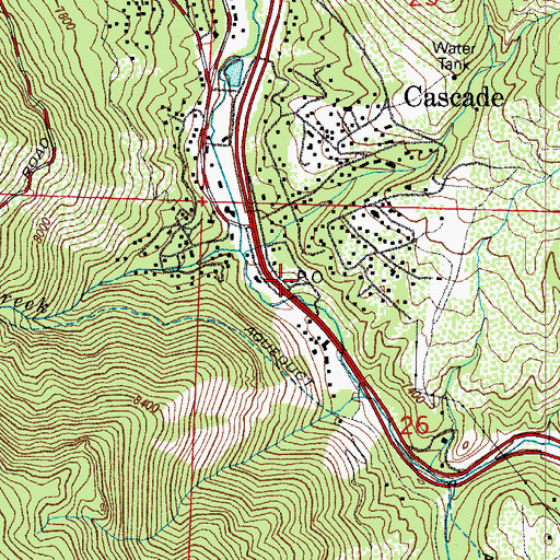 Topographic Map of Cascade Post Office, CO