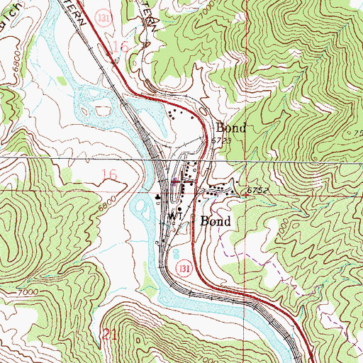 Topographic Map of Bond Post Office, CO