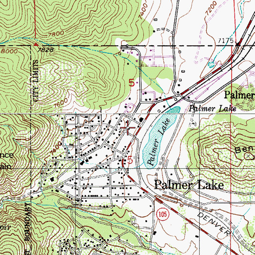Topographic Map of Palmer Lake Post Office, CO