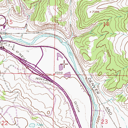 Topographic Map of Wolcott Post Office, CO