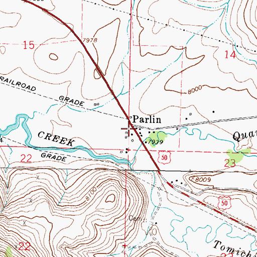 Topographic Map of Parlin Post Office, CO