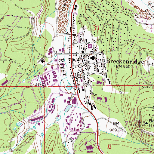 Topographic Map of Breckenridge Post Office, CO