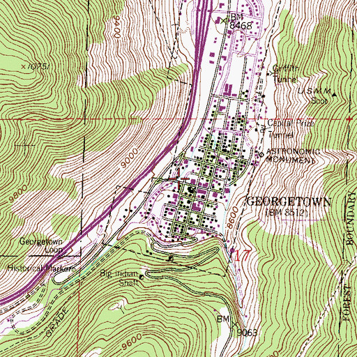 Topographic Map of Georgetown Post Office, CO