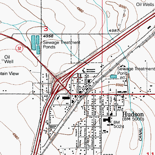 Topographic Map of Hudson Post Office, CO