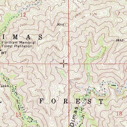 Topographic Map of San Dimas Experimental Forest, CA