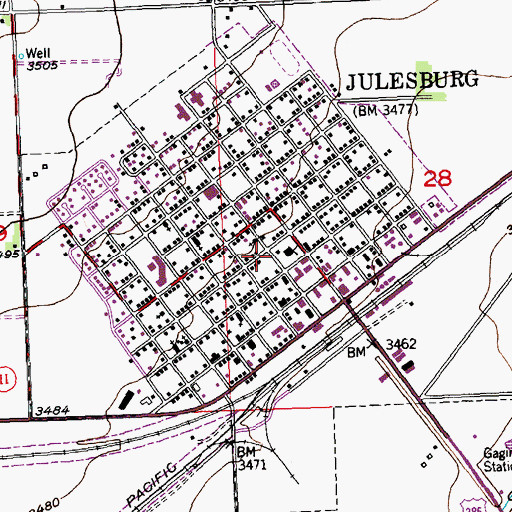 Topographic Map of Julesburg Post Office, CO