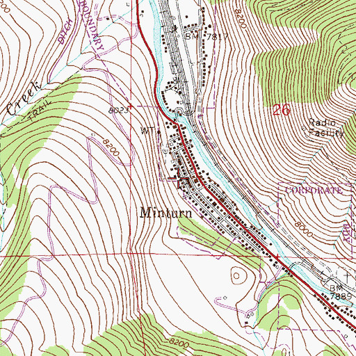Topographic Map of Minturn Post Office, CO