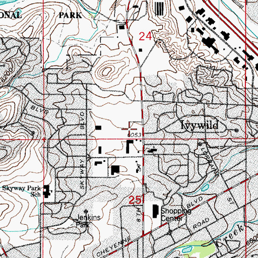 Topographic Map of Cheyenne Mountain Post Office, CO