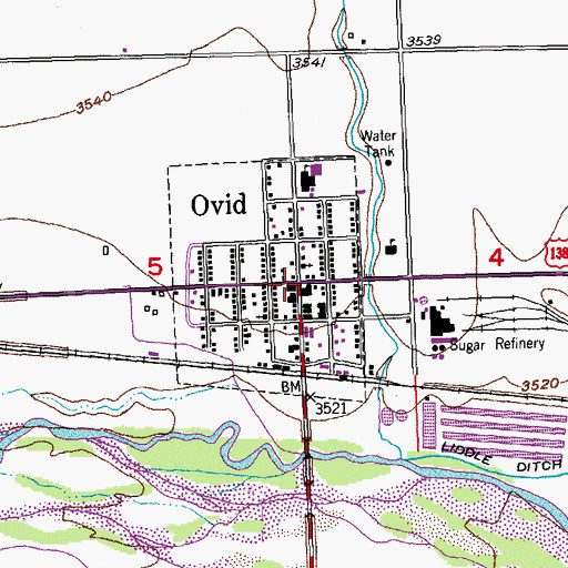 Topographic Map of Ovid Post Office, CO