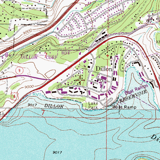 Topographic Map of Dillon Post Office, CO