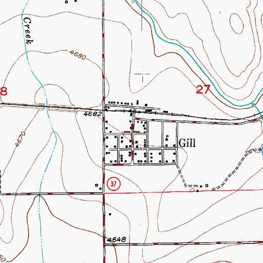 Topographic Map of Gill Post Office, CO