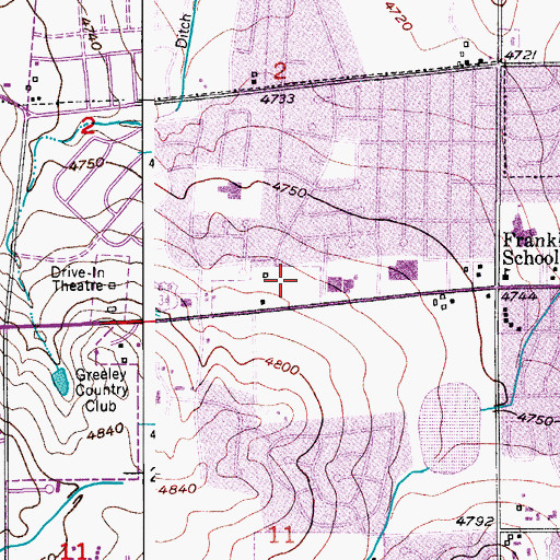 Topographic Map of Greeley Post Office, CO