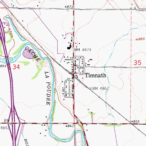 Topographic Map of Timnath Post Office, CO