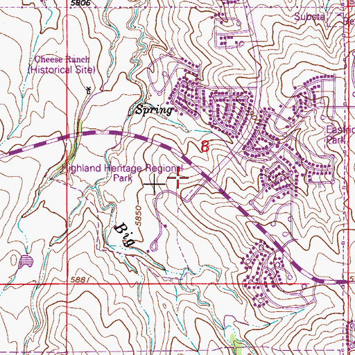Topographic Map of Highlands Ranch Post Office, CO