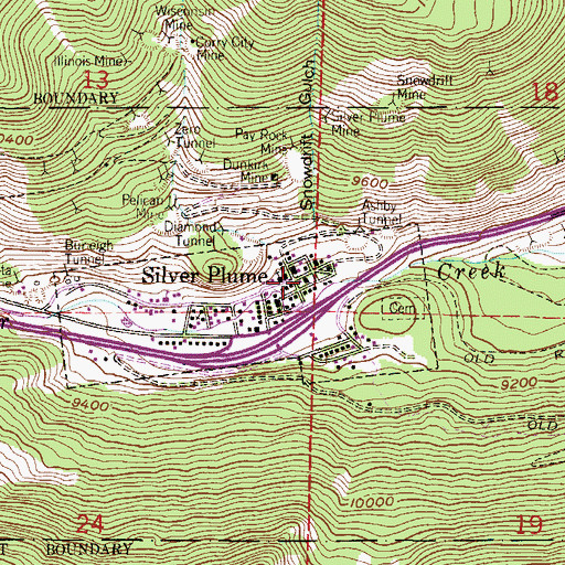 Topographic Map of Silver Plume Post Office, CO