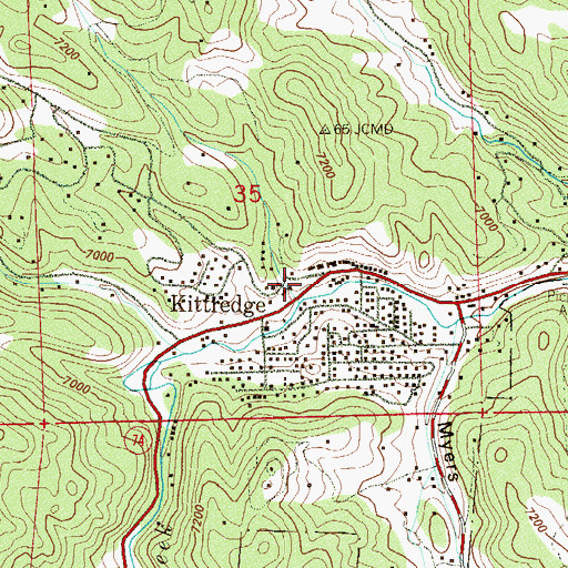 Topographic Map of Kittredge Post Office, CO