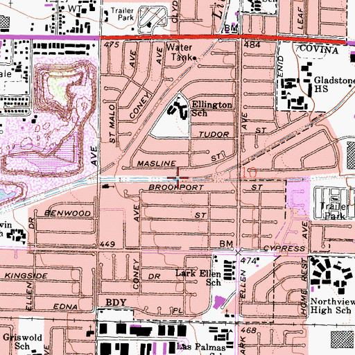 Topographic Map of San Dimas Wash, CA