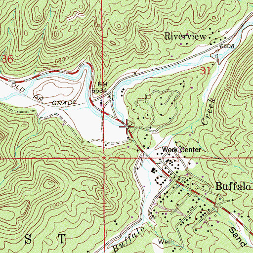 Topographic Map of Buffalo Creek Cemetery, CO