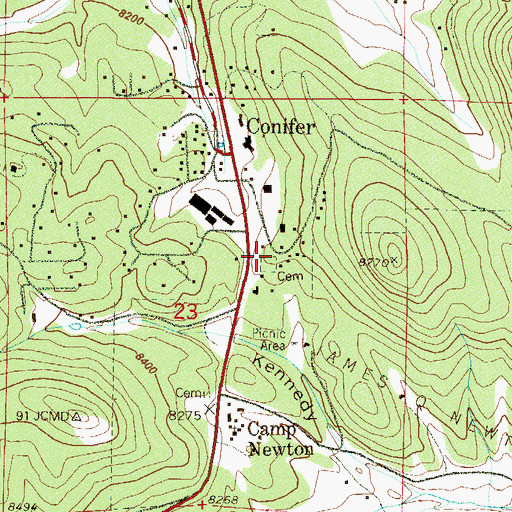 Topographic Map of Conifer Cemetery, CO
