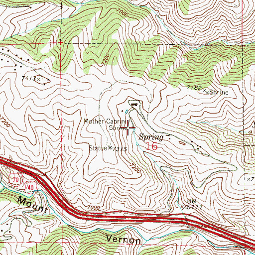 Topographic Map of Mother Cabrini Shrine, CO
