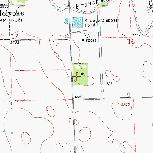 Topographic Map of Holyoke Memorial Park, CO