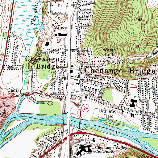 Topographic Map of Chenango Bridge Volunteer Fire Company Station 1, NY