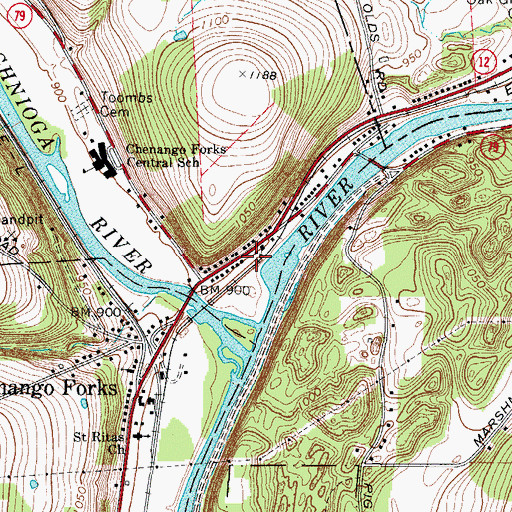 Topographic Map of Chenango Forks Fire Company, NY
