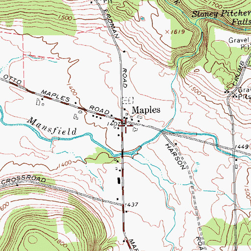 Topographic Map of Mansfield Volunteer Fire Company, NY