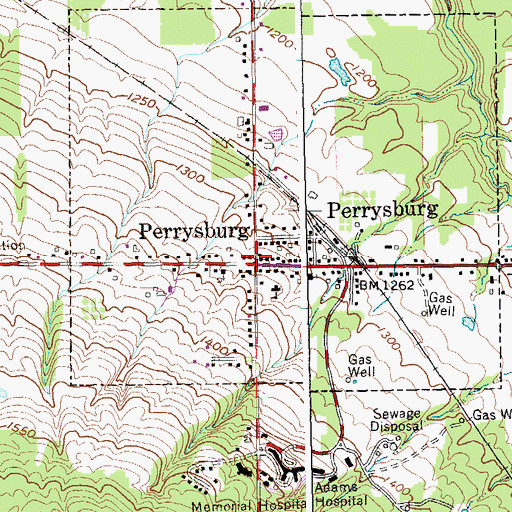 Topographic Map of Perrysburg Volunteer Fire Company, NY