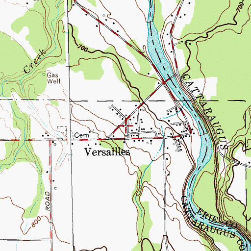 Topographic Map of Versailles Volunteer Fire Company, NY