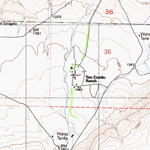 Topographic Map of San Emidio Ranch, CA