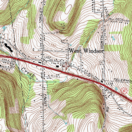 Topographic Map of West Windsor Fire Company, NY