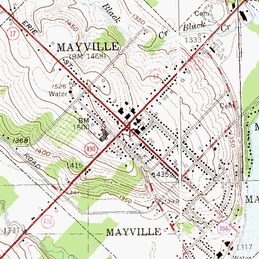 Topographic Map of Mayville Fire Department, NY
