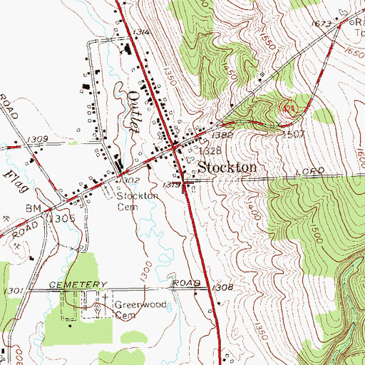Topographic Map of Stockton Volunteer Fire Department, NY