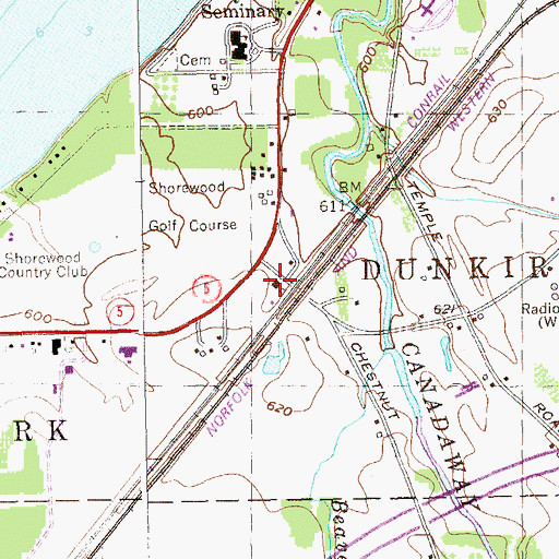 Topographic Map of West Dunkirk Fire Department, NY