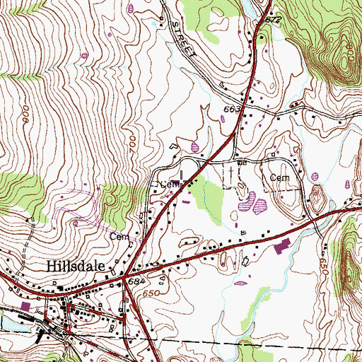 Topographic Map of Hillsdale Fire Company 1, NY