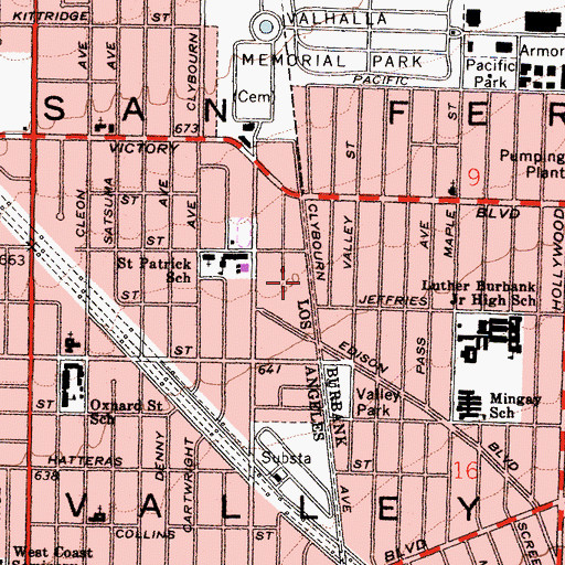 Topographic Map of San Fernando Valley, CA