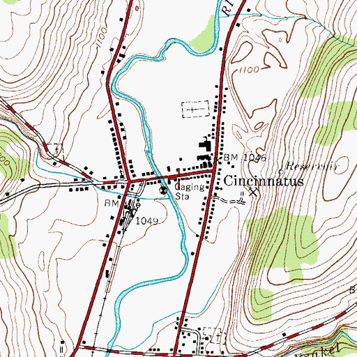 Topographic Map of Cincinnatus Volunteer Fire Department, NY