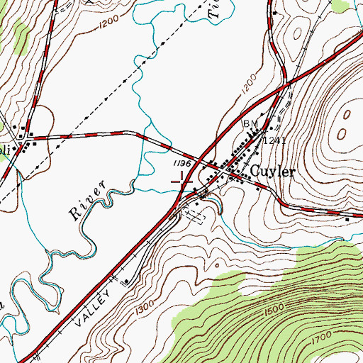 Topographic Map of Cuyler Fire Department, NY
