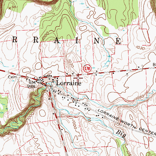 Topographic Map of Lorraine Volunteer Fire Company, NY