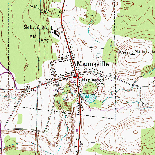 Topographic Map of Mannsville Manor Volunteer Fire Company Station 1, NY