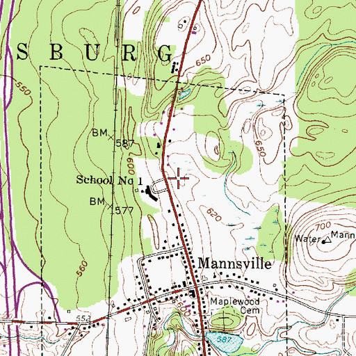 Topographic Map of Mannsville Manor Volunteer Fire Company Station 2, NY