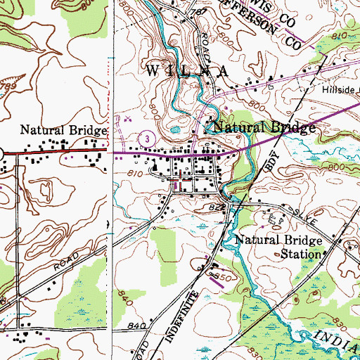 Topographic Map of Natural Bridge Volunteer Fire Company, NY