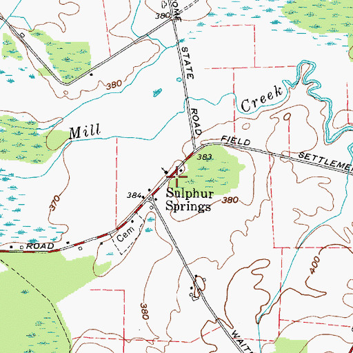 Topographic Map of Sackets Harbor Volunteer Fire Company Sulphur Springs Station 2, NY