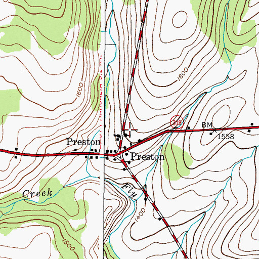 Topographic Map of Preston Volunteer Fire Department, NY