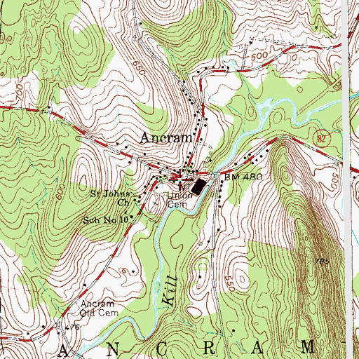 Topographic Map of Ancram Volunteer Fire Company, NY