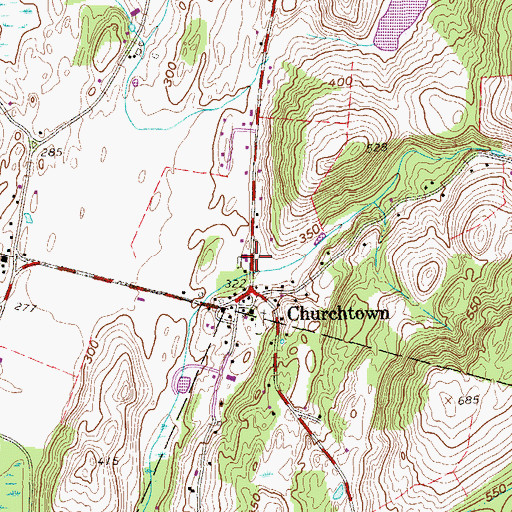 Topographic Map of Churchtown Fire Company 1, NY
