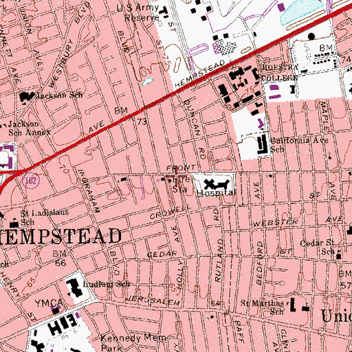 Topographic Map of Hempstead Volunteer Fire Department East End Enterprise Hose Company 1 Protection Hose Company 2, NY