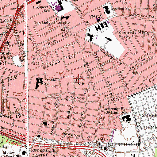 Topographic Map of Hempstead Volunteer Fire Department Southside Hose Hook and Ladder Company 2, NY