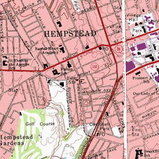 Topographic Map of Hempstead Volunteer Fire Department West End Engine Company 5, NY